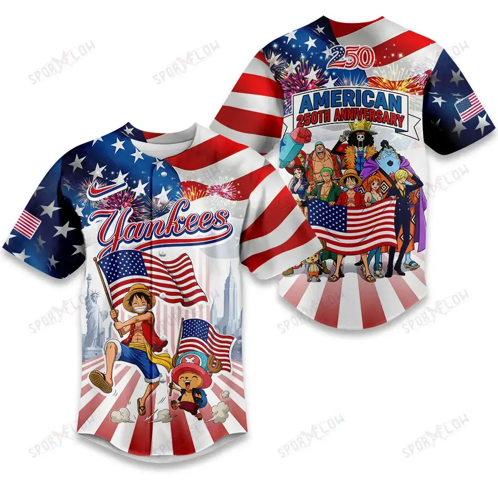 New York Yankees X One Piece United States Of America 250 Baseball Jersey Image