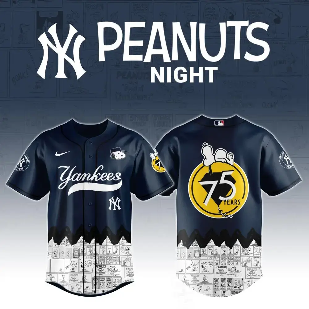 New York Yankees X Peanuts Night Custom Baseball Jersey Image