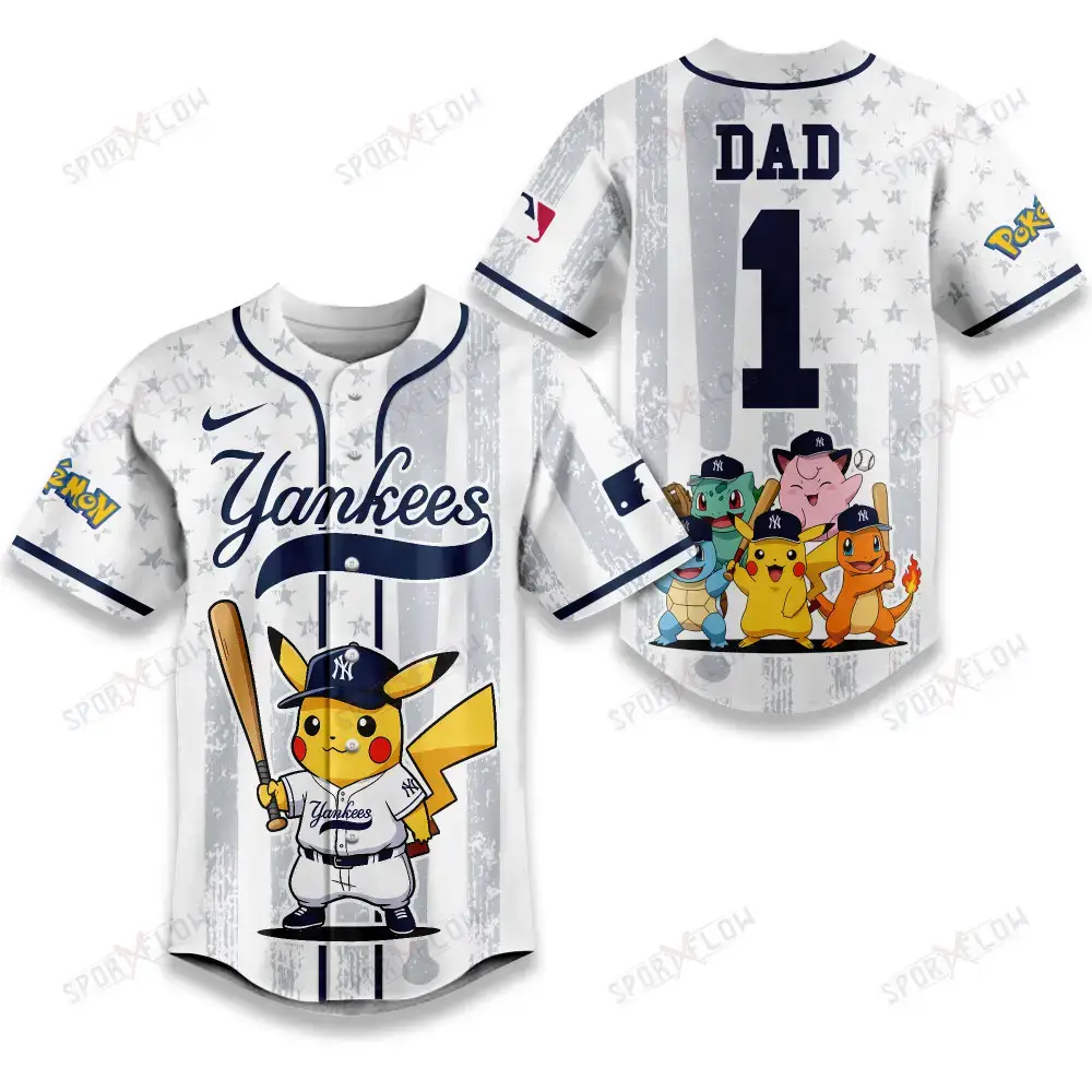 New York Yankees X Pokemon Night Dad Edition Baseball Jersey Image