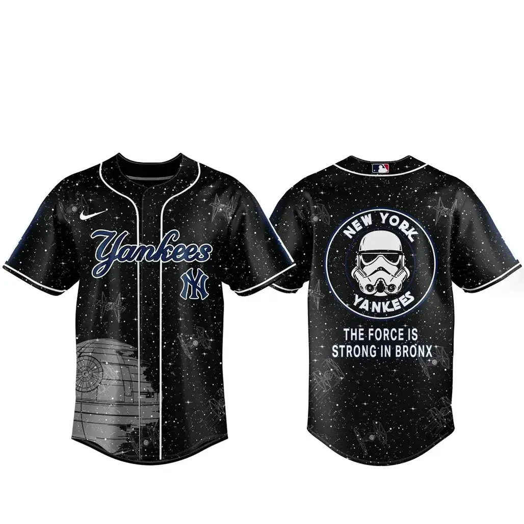 New York Yankees x Star Wars Galaxy The Force Is Strong In Bronx Baseball Jersey Image