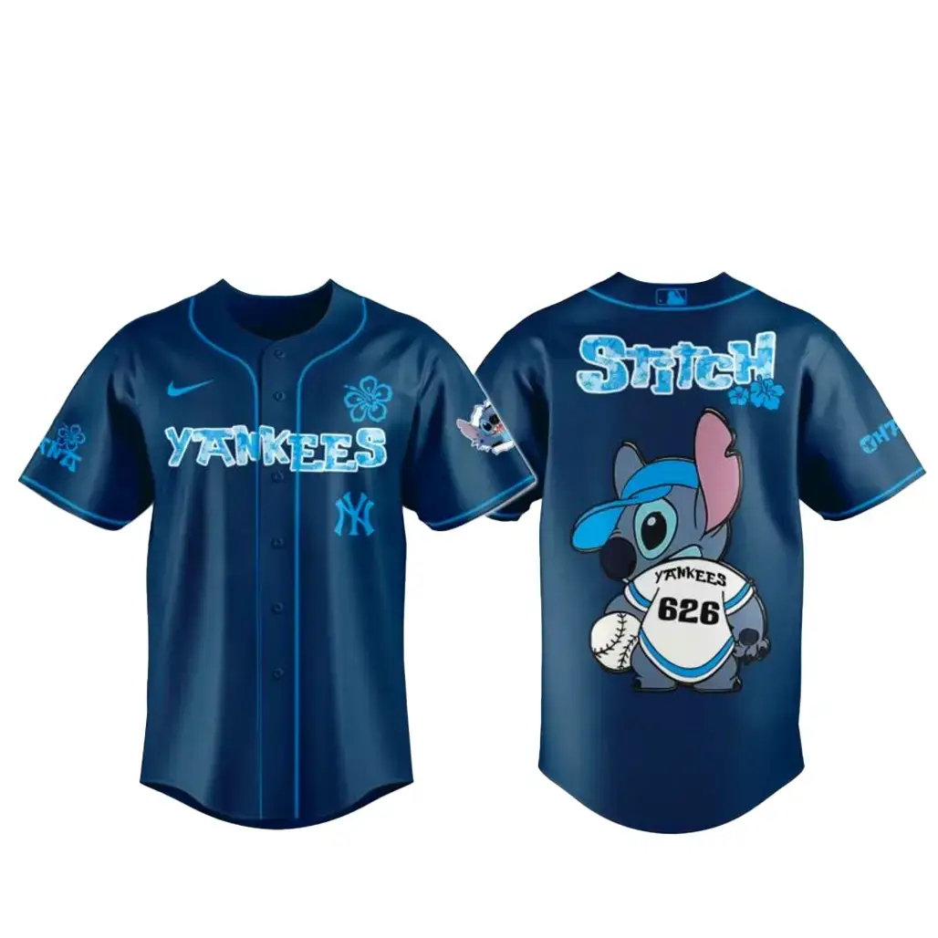 New York Yankees x Stitch 626 Baseball Jersey Image