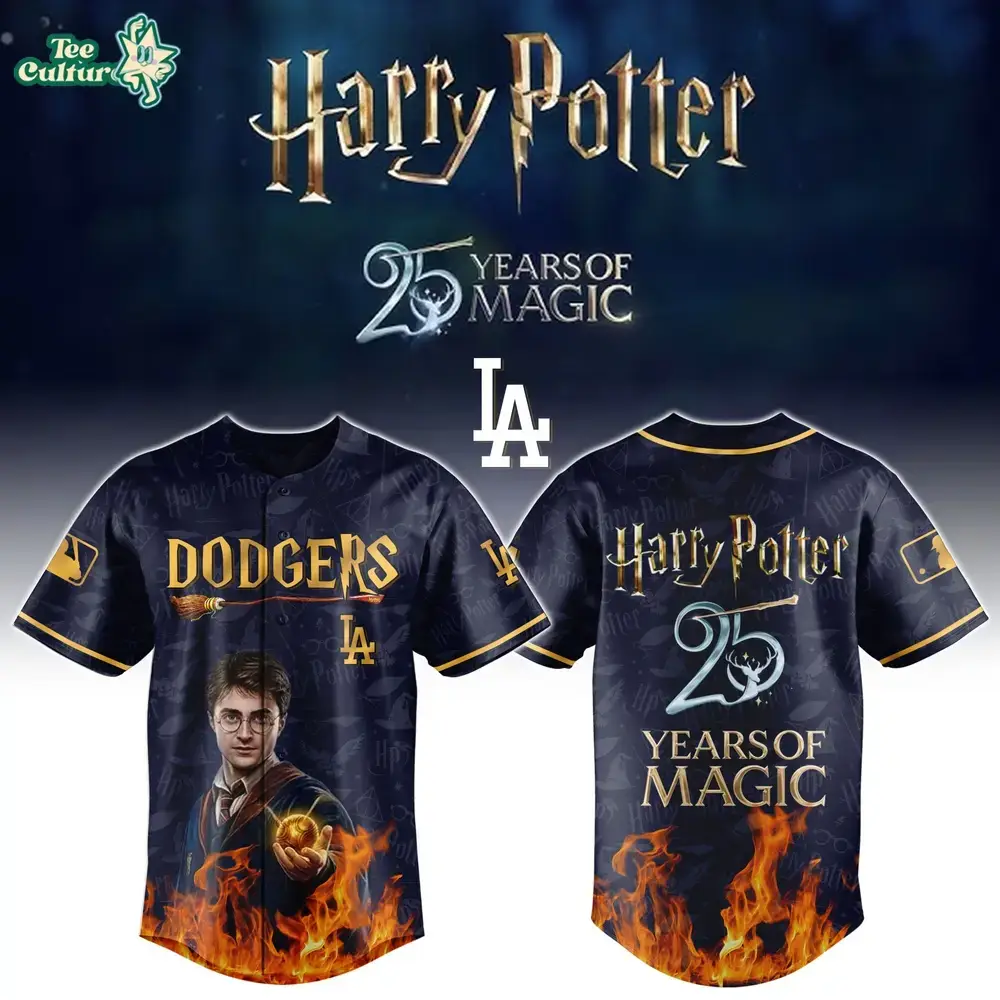 NEWEST Los Angeles Dodgers x Harry Potter 25 Years of Magic Baseball Jersey Image