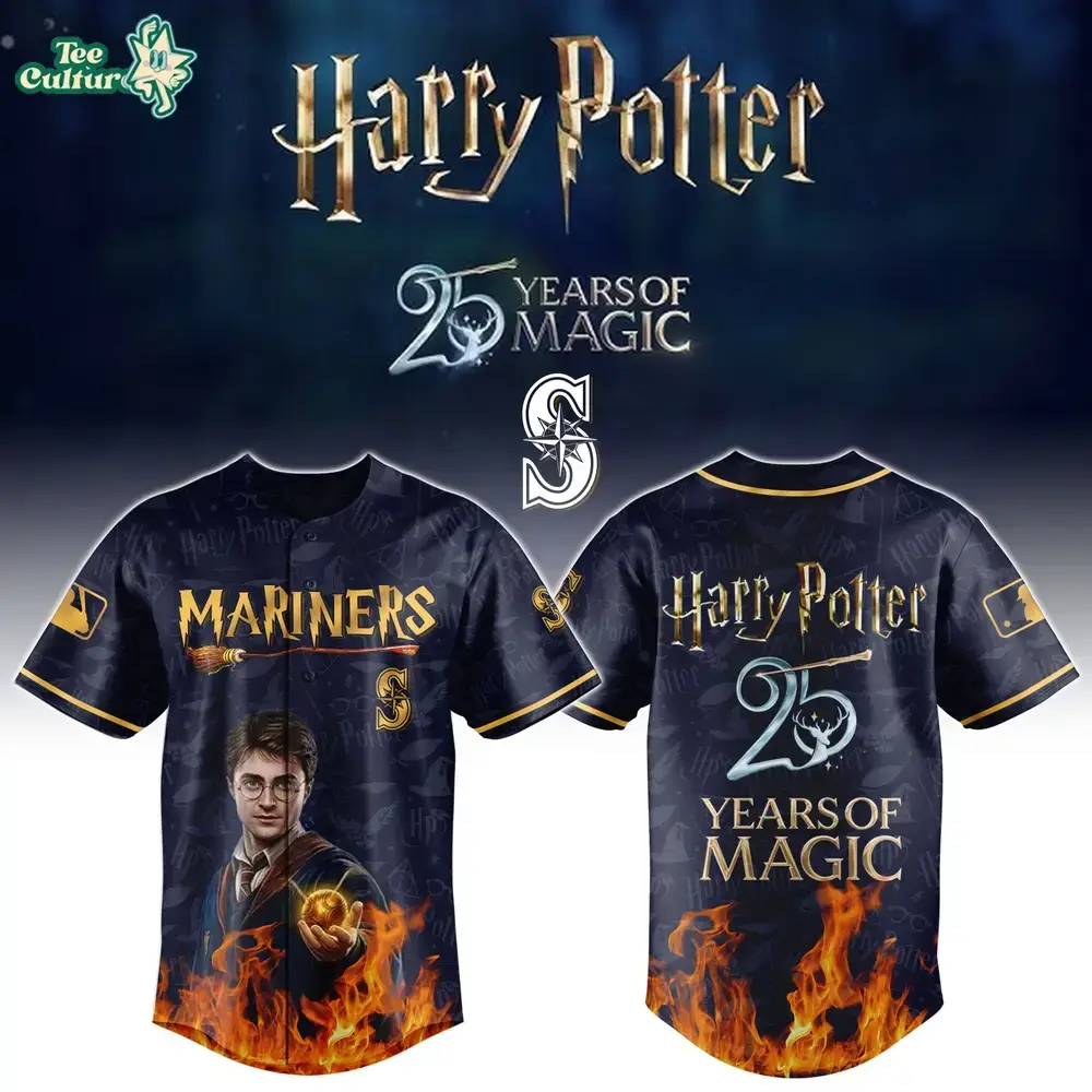 NEWEST Seattle Mariners x Harry Potter 25 Years of Magic Baseball Jersey Image