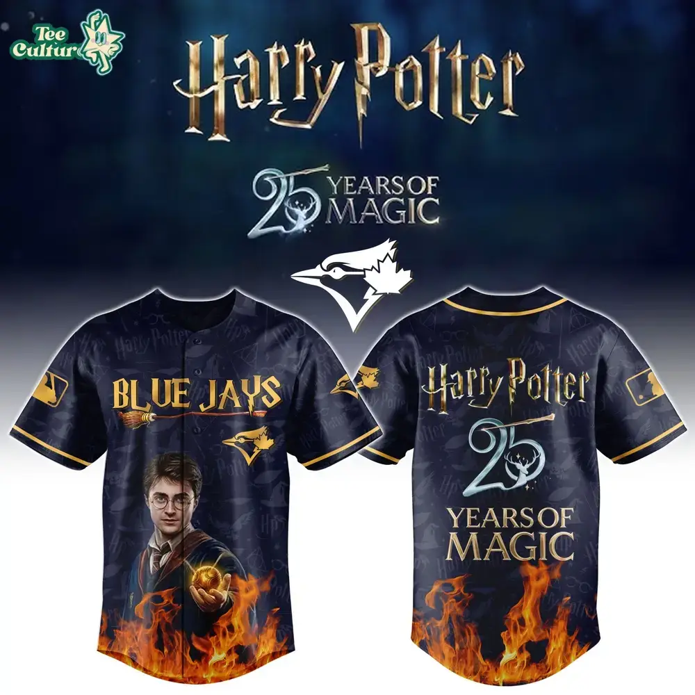 NEWEST Toronto Blue Jays x Harry Potter 25 Years of Magic Baseball Jersey Image