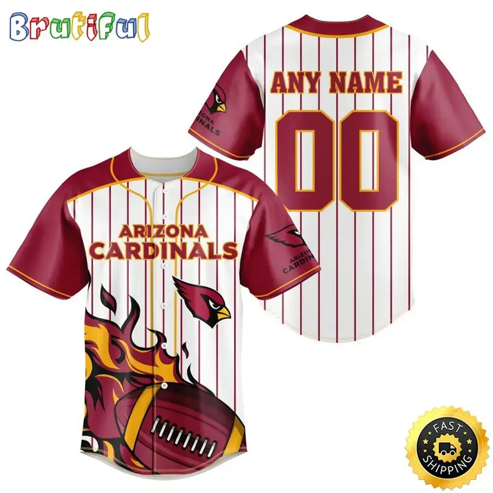 NFL Arizona Cardinals Baseball Jersey 3D Personalized Customization Options Available Image