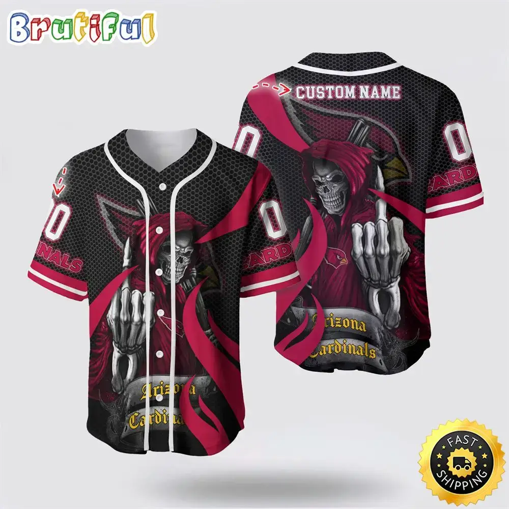 NFL Arizona Cardinals Baseball Jersey 3D Personalized Skull Gear Up For Game Day Image