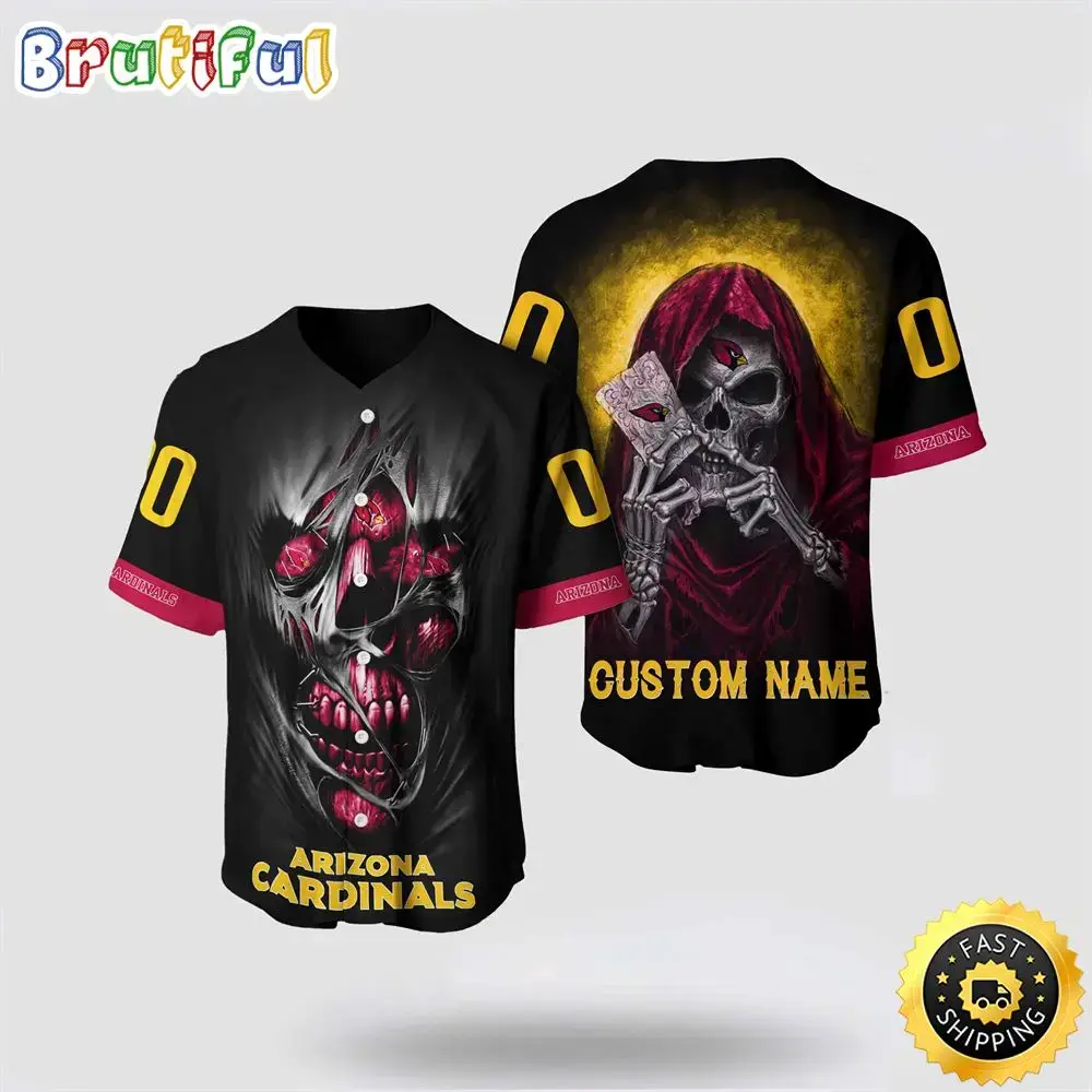 NFL Arizona Cardinals Baseball Jersey 3D Personalized Skull Stay Cozy And Stylish Image