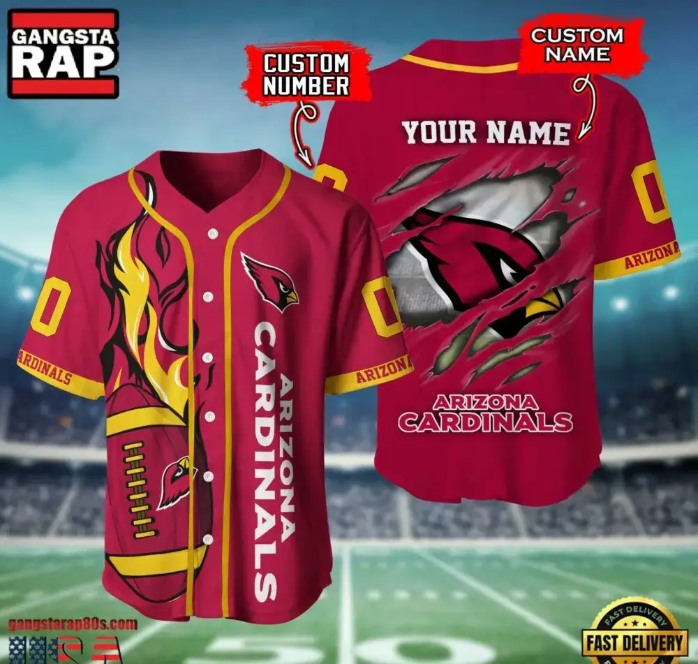 NFL Arizona Cardinals Team Logo Litmited Edition Baseball Jersey Shirt Image