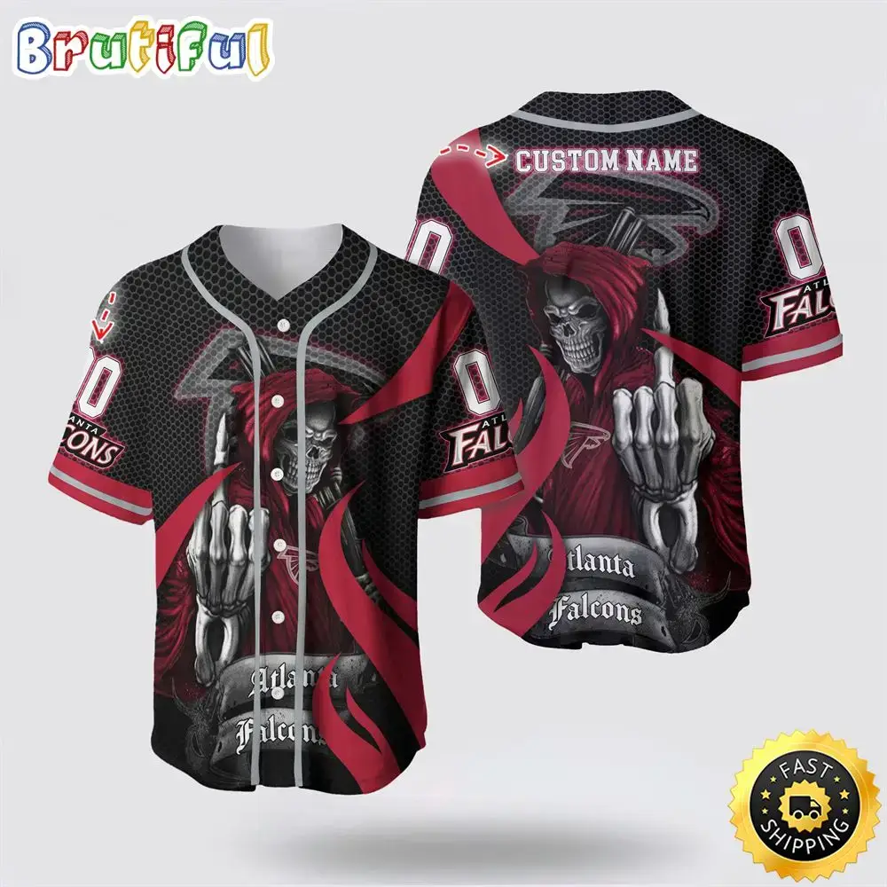 NFL Atlanta Falcons Baseball Jersey 3D Personalized Skull Gear Up For Game Day Image
