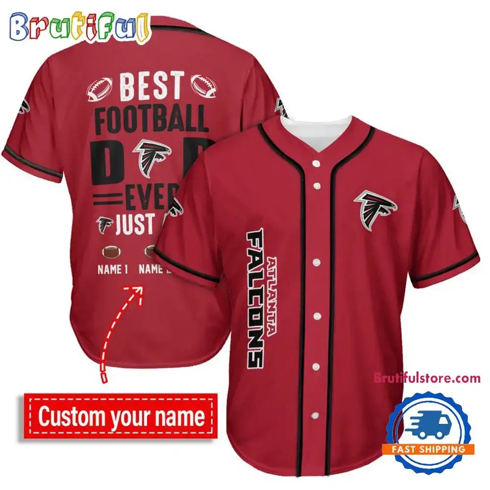 NFL Atlanta Falcons Best Dad Ever Baseball Jersey Image