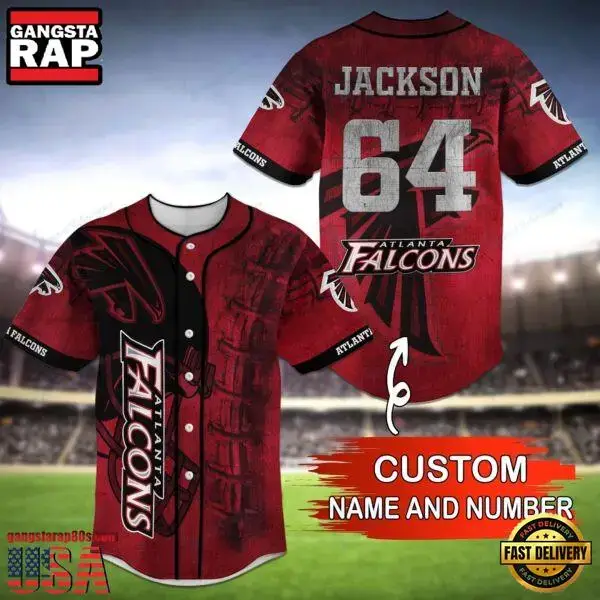 NFL Atlanta Falcons Custom Name Number Name Number Baseball Jersey Shirt Image