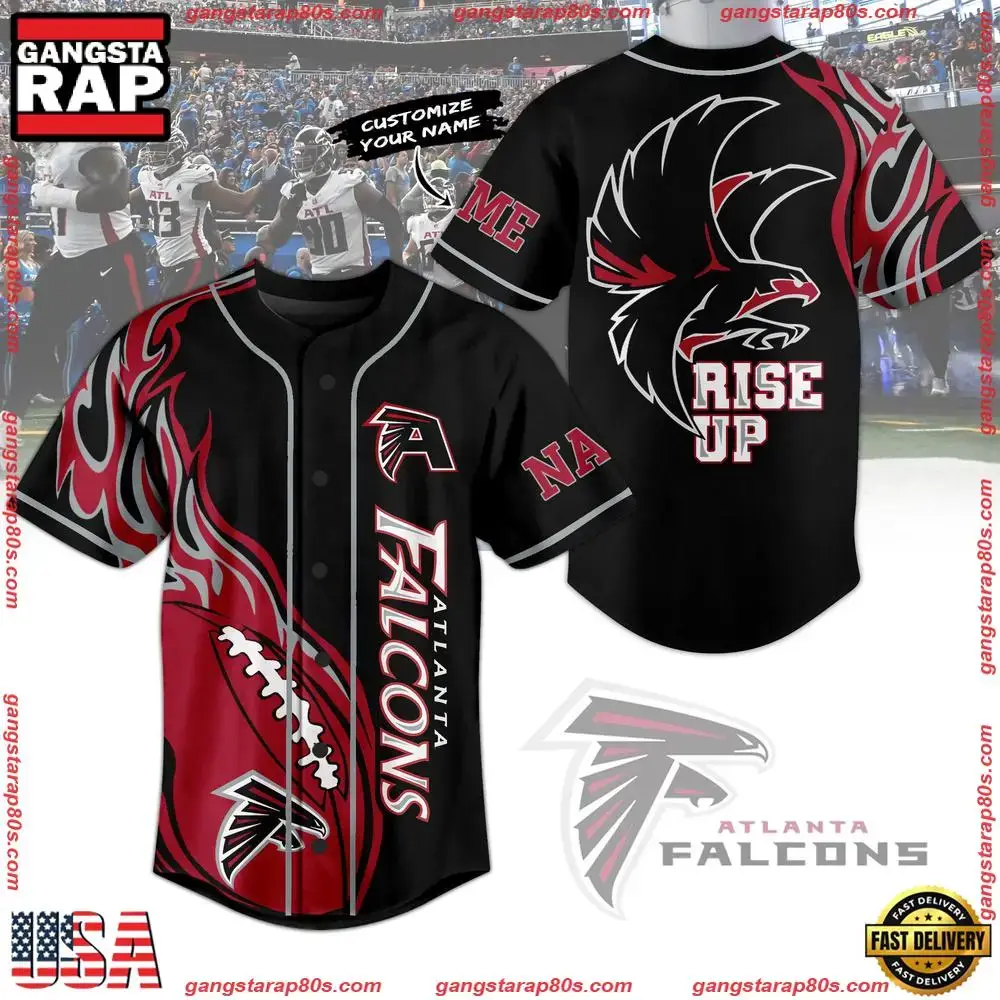 NFL Atlanta Falcons Football Rise Up Custom Name Baseball Jersey Image