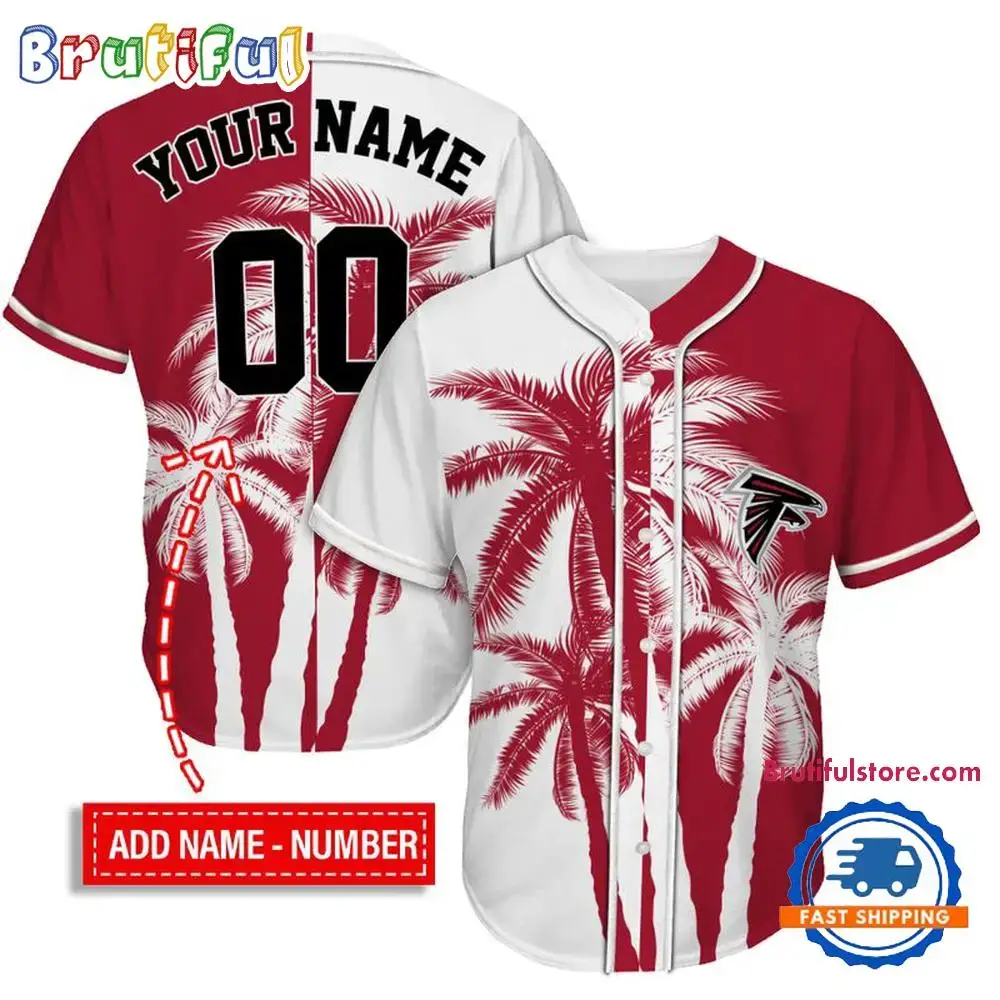 NFL Atlanta Falcons Palm Trees Pattern Summer Personalized Baseball Jersey Image