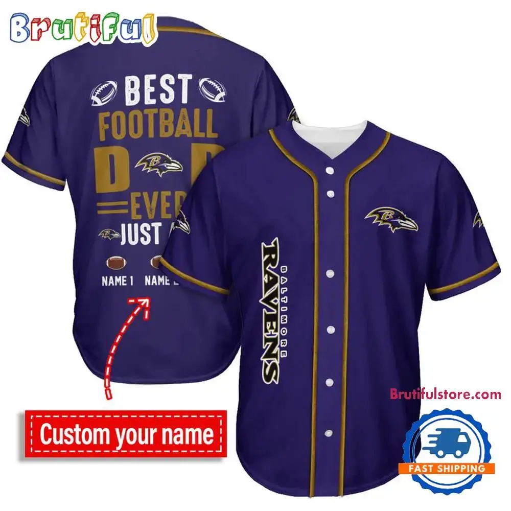NFL Baltimore Ravens Best Dad Ever Baseball Jersey Image