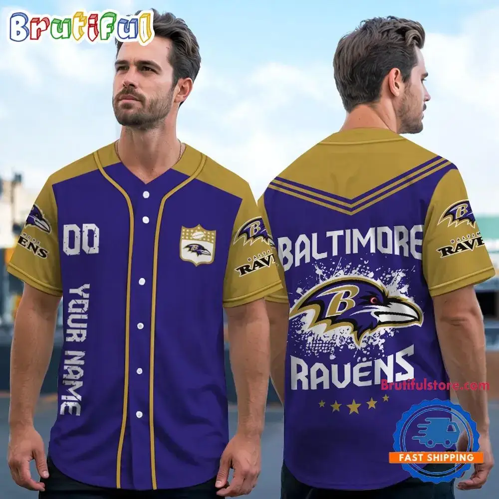 NFL Baltimore Ravens Personalized Baseball Jersey Image
