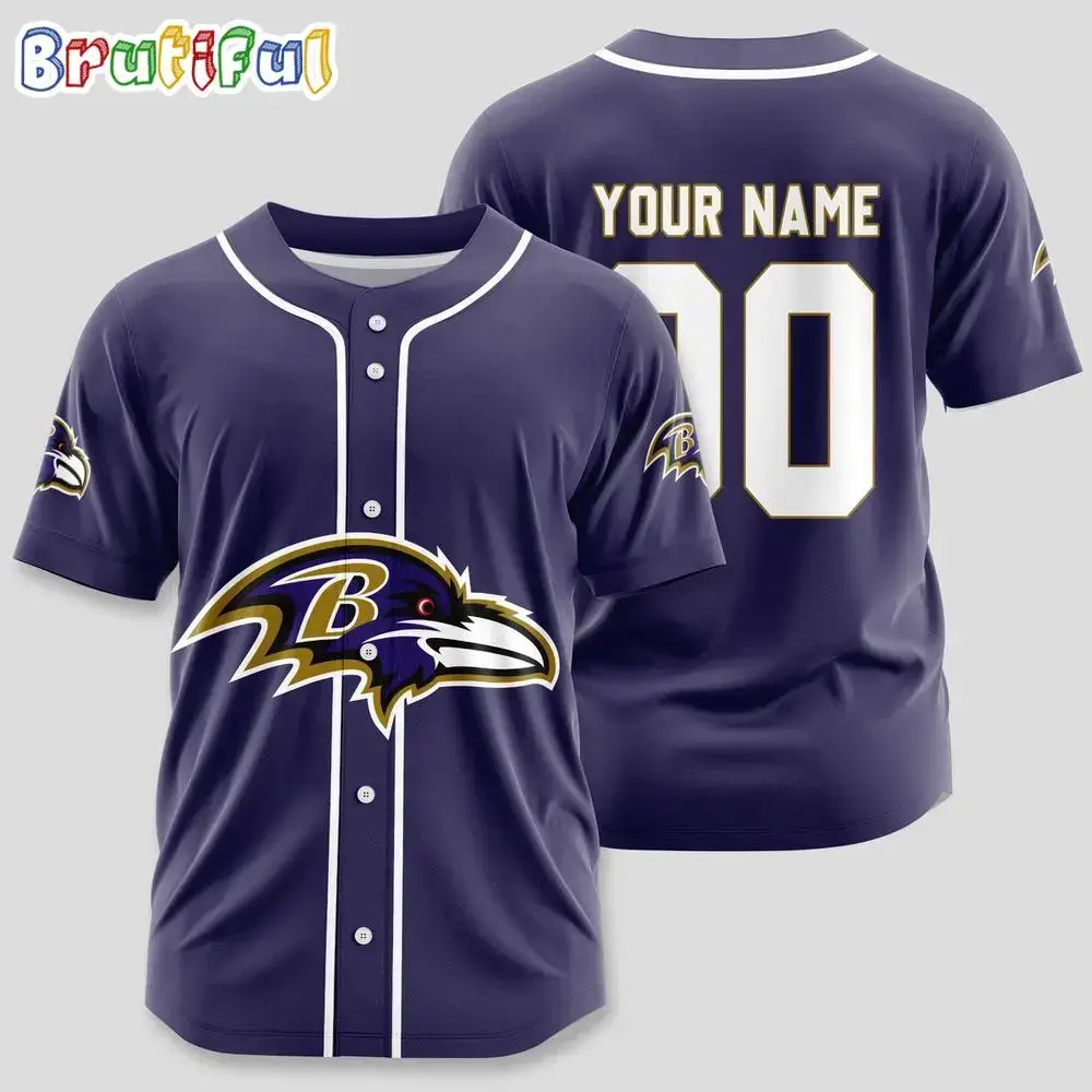 NFL Baltimore Ravens Team Logo Custom Baseball Jersey Image