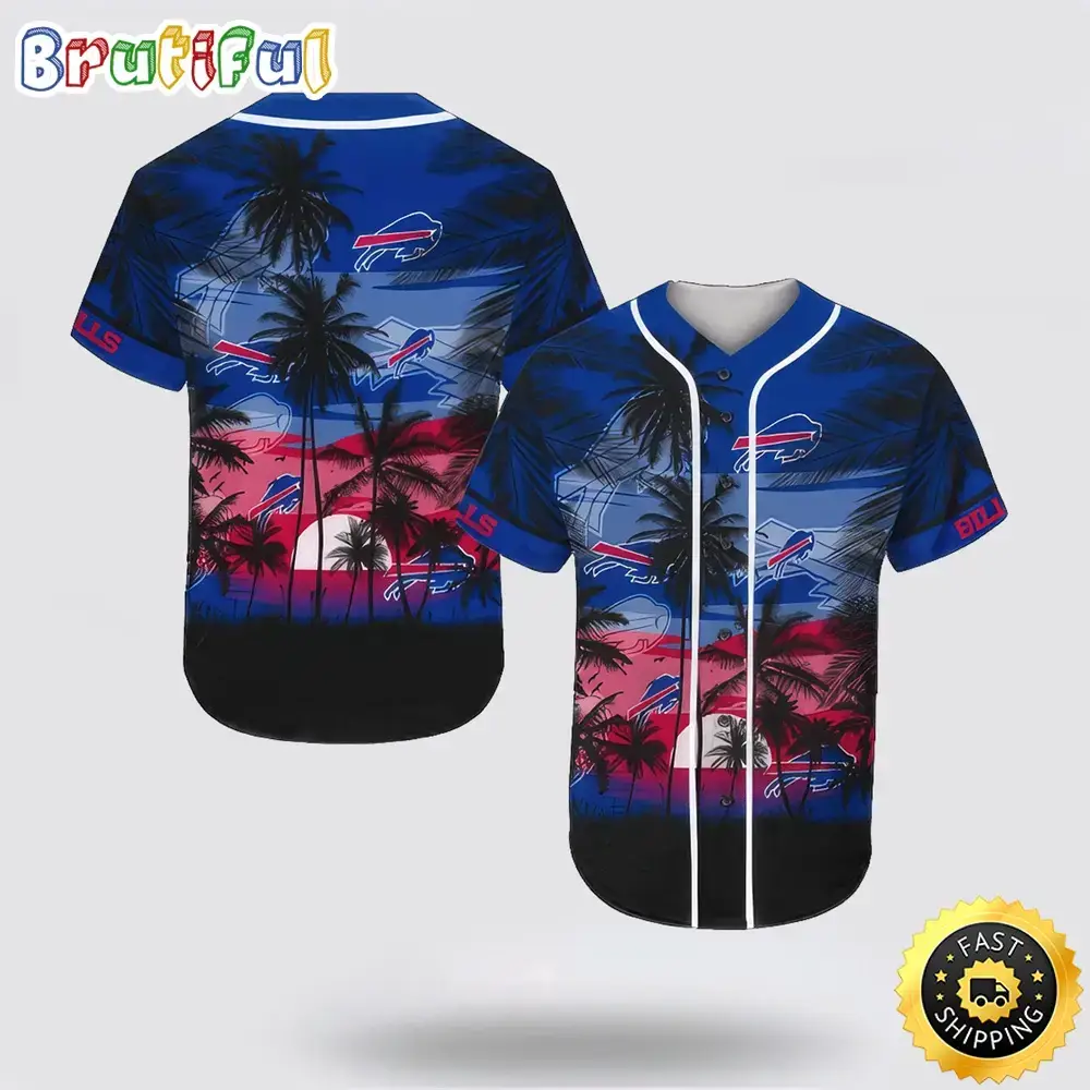 NFL Buffalo Bills Baseball Jersey Shirt Palm Tree Image