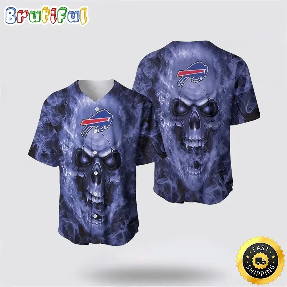 NFL Buffalo Bills Baseball Jersey Skull Unleash Your Team Spirit With Trendy Designs Image