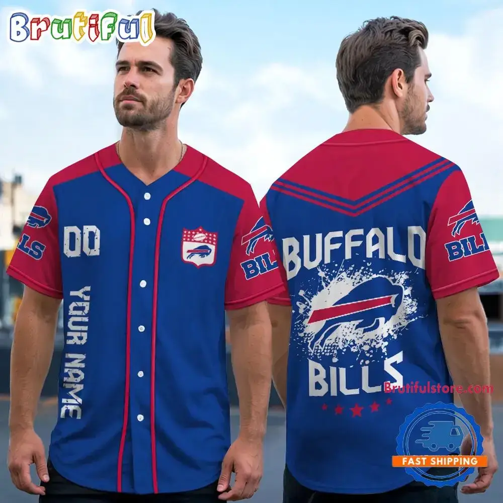 NFL Buffalo Bills Personalized Baseball Jersey Image
