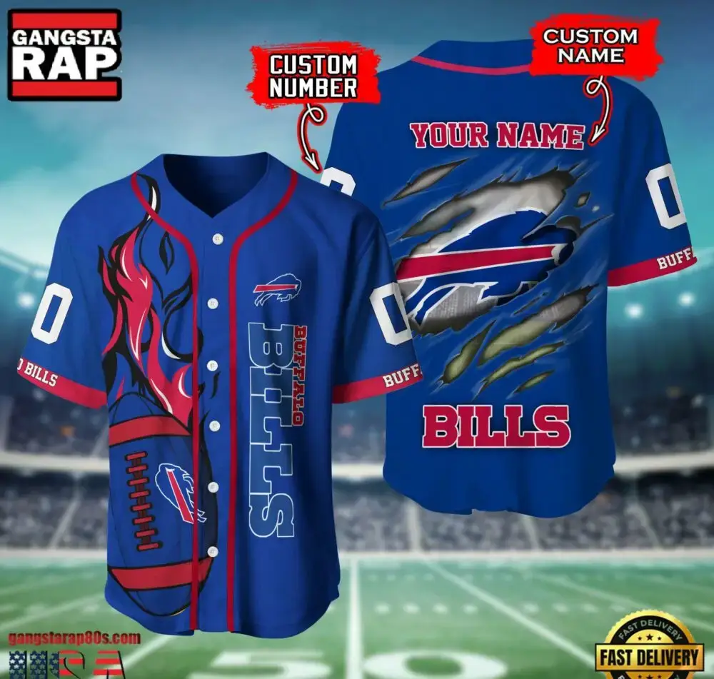 NFL Buffalo Bills Team Logo Litmited Edition Baseball Jersey Shirt Image