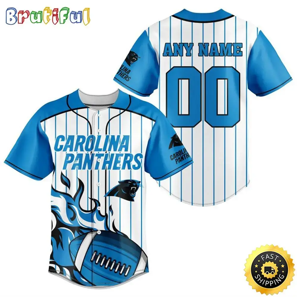 NFL Carolina Panthers Baseball Jersey 3D Personalized Customization Options Available Image