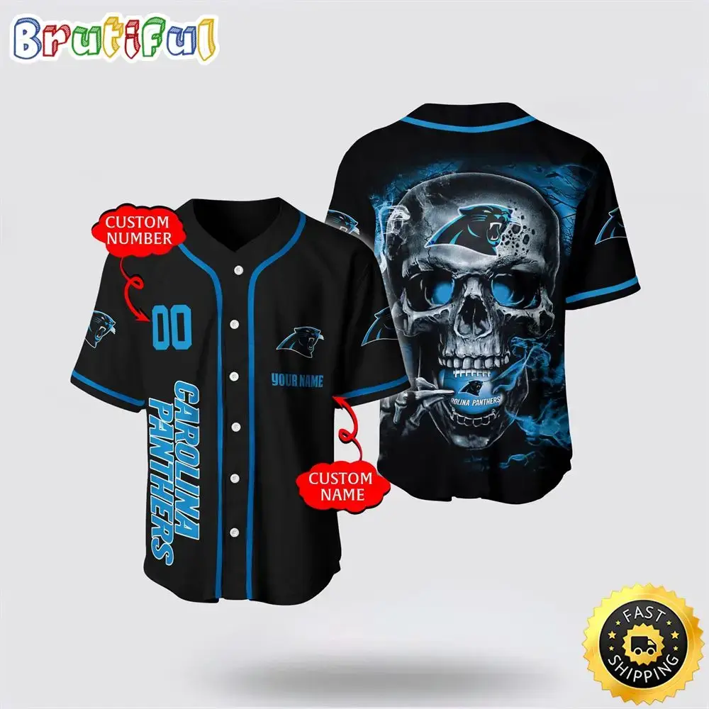 NFL Carolina Panthers Baseball Jersey 3D Personalized Skull Embrace Fashion And Team Spirit Image