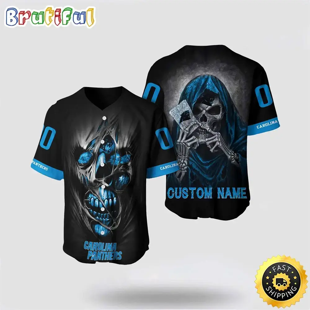 NFL Carolina Panthers Baseball Jersey 3D Personalized Skull Stay Cozy And Stylish Image