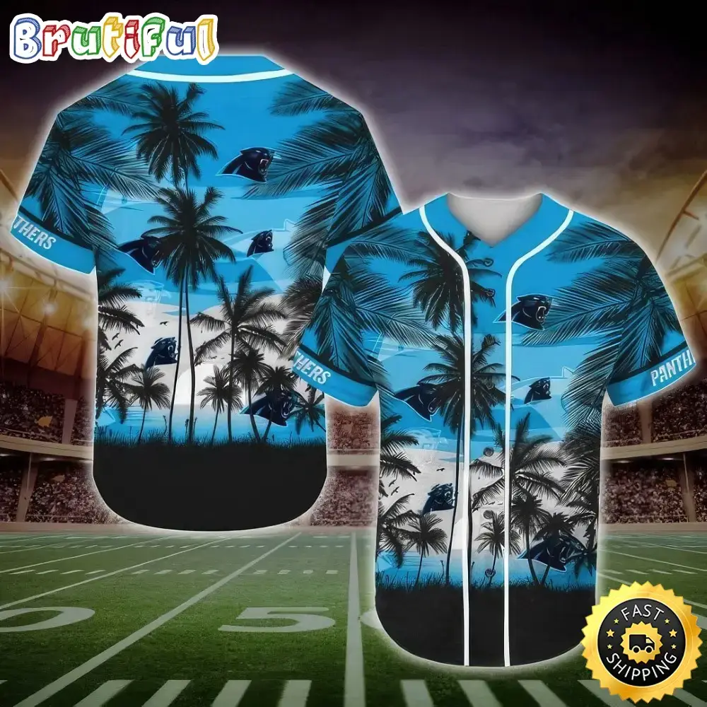 NFL Carolina Panthers Baseball Jersey Shirt Palm Tree Image