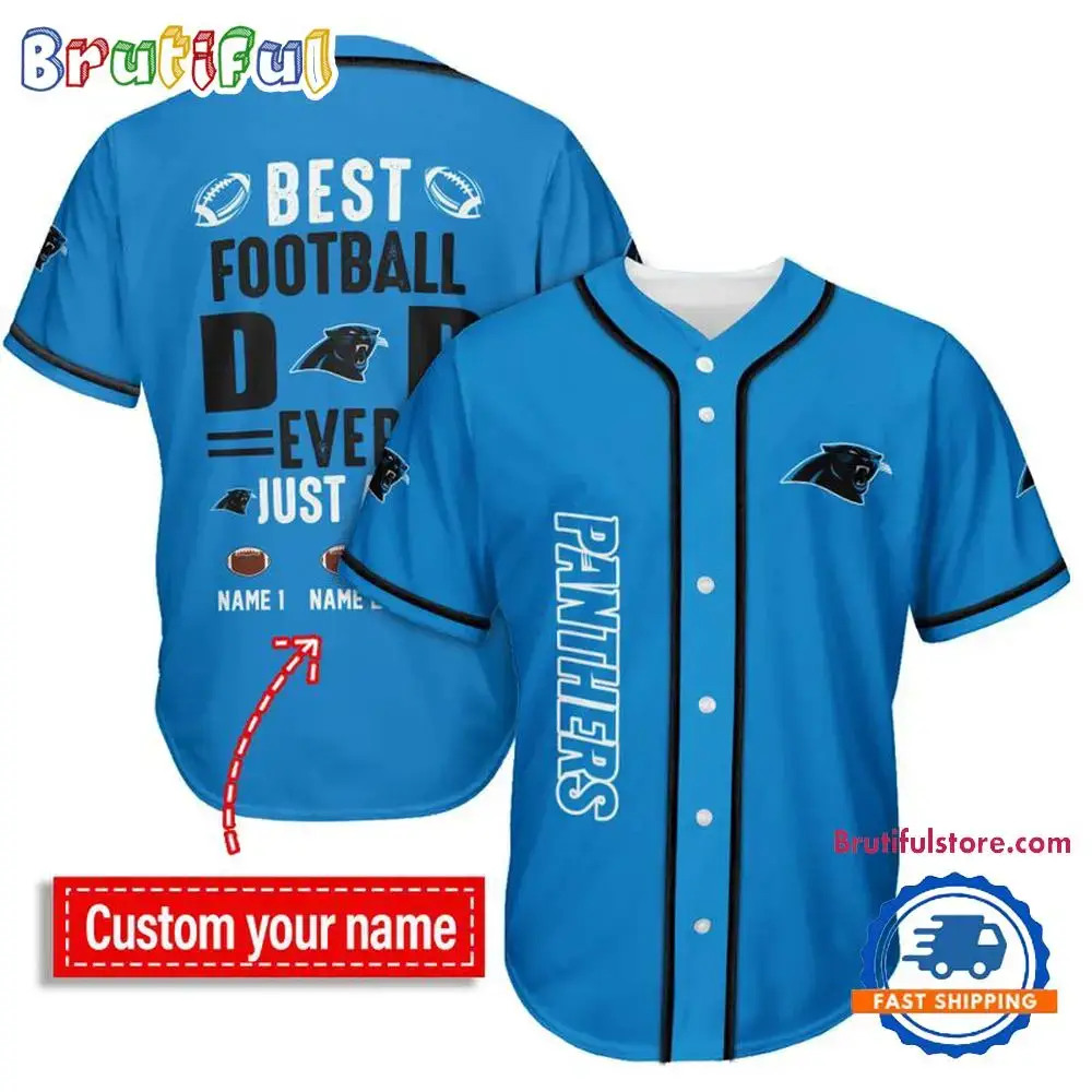 NFL Carolina Panthers Best Dad Ever Baseball Jersey Image