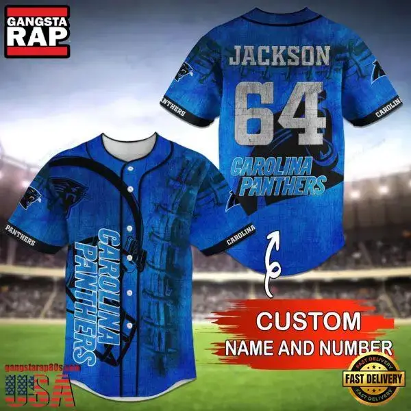 NFL Carolina Panthers Custom Name Number Name Number Baseball Jersey Shirt Image