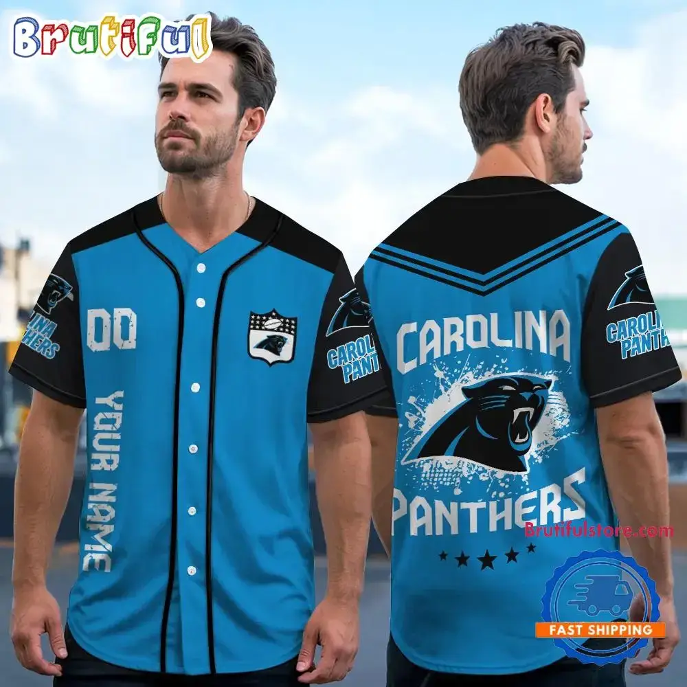NFL Carolina Panthers Personalized Baseball Jersey Image