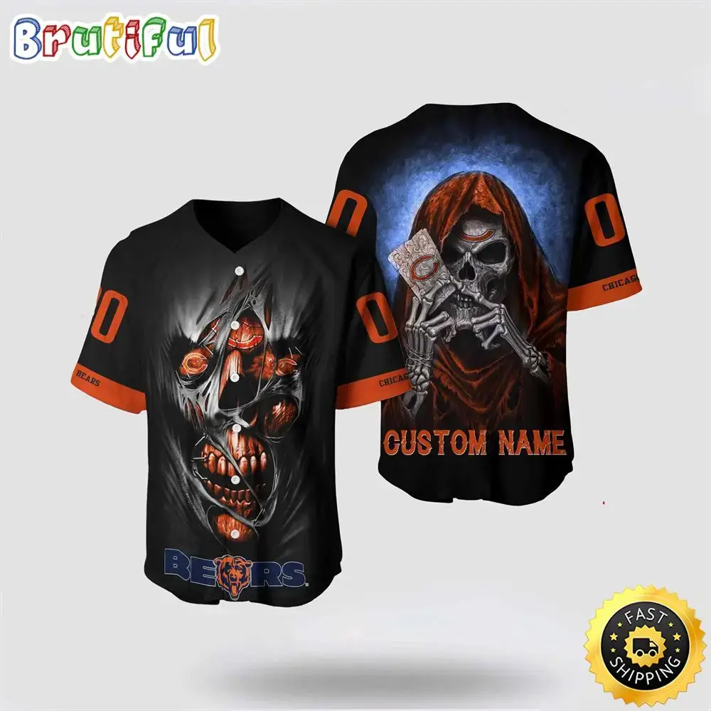 NFL Chicago Bears Baseball Jersey 3D Personalized Skull Stay Cozy And Stylish Image
