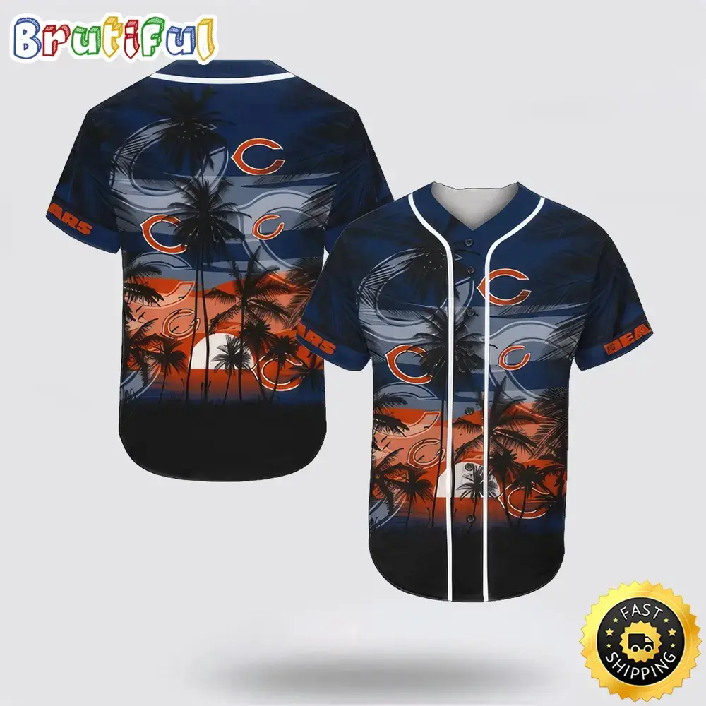 NFL Chicago Bears Baseball Jersey Shirt Palm Tree Image