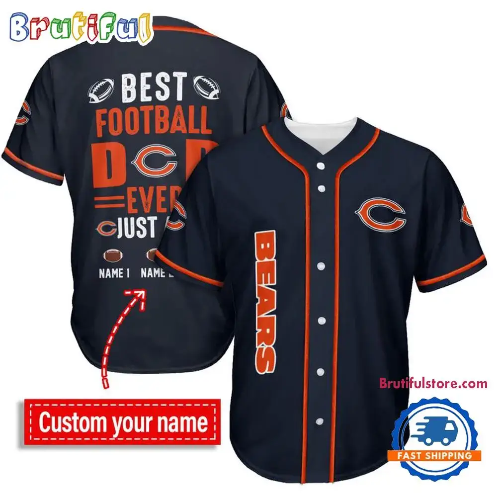 NFL Chicago Bears Best Dad Ever Baseball Jersey Image