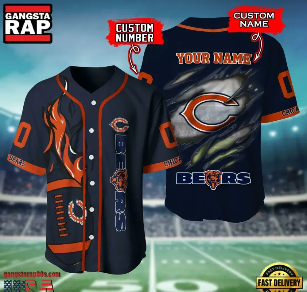 NFL Chicago Bears Team Logo Litmited Edition Baseball Jersey Shirt Image