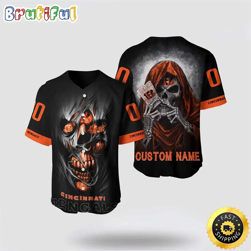 NFL Cincinnati Bengals Baseball Jersey 3D Personalized Skull Stay Cozy And Stylish Image