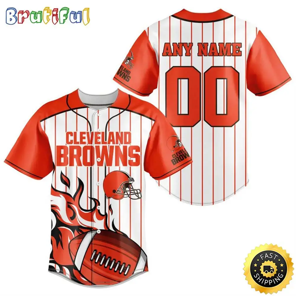 NFL Cleveland Browns Baseball Jersey 3D Personalized Customization Options Available Image