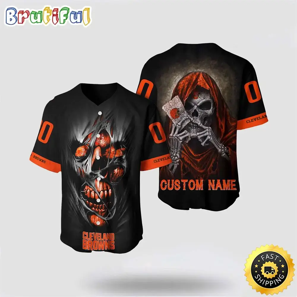 NFL Cleveland Browns Baseball Jersey 3D Personalized Skull Stay Cozy And Stylish Image