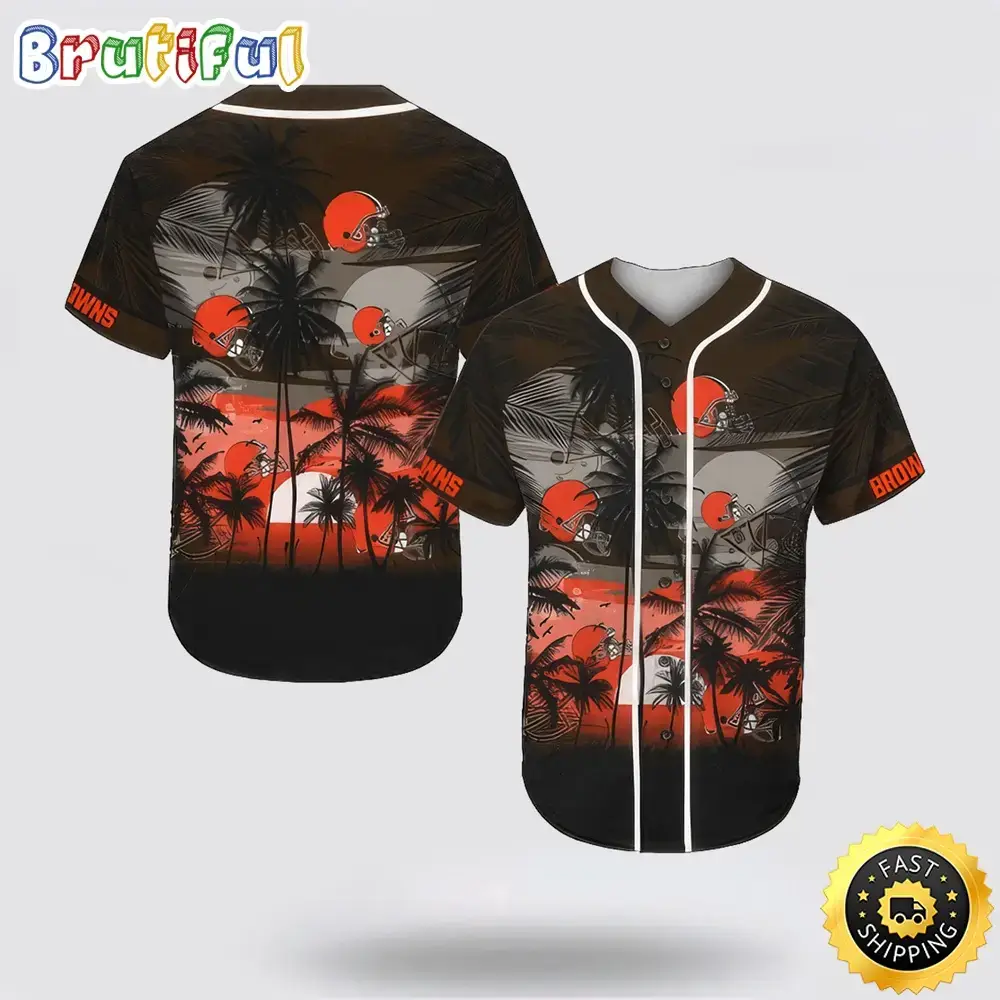 NFL Cleveland Browns Baseball Jersey Shirt Palm Tree Image