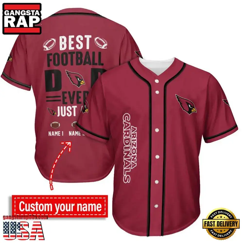 NFL Custom Name Arizona Cardinals Best Dad Ever New Design Baseball Jersey Shirt Image