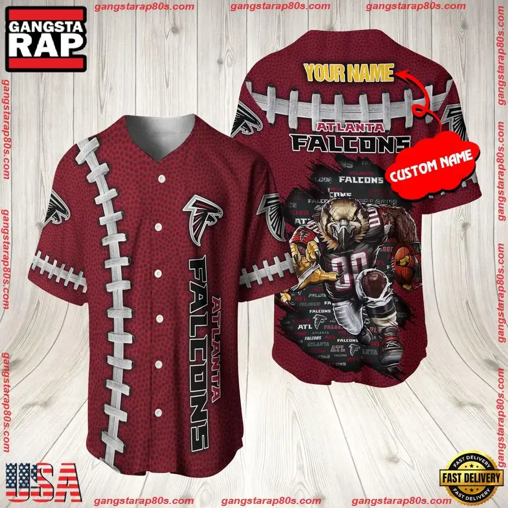 NFL Custom Name Atlanta Falcons Mascot Baseball Jersey Shirt Image