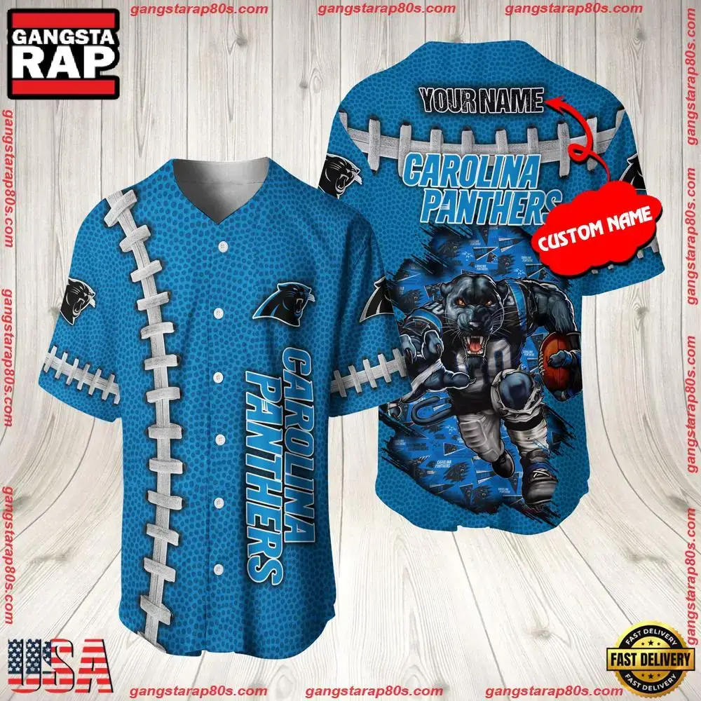 NFL Custom Name Carolina Panthers Mascot Baseball Jersey Shirt Image