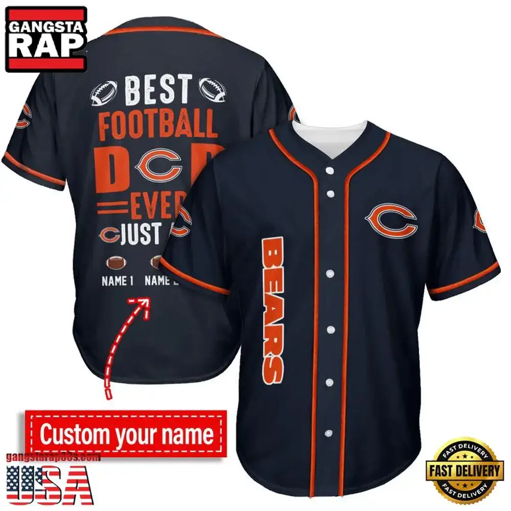 NFL Custom Name Chicago Bears Best Dad Ever New Design Baseball Jersey Shirt Image