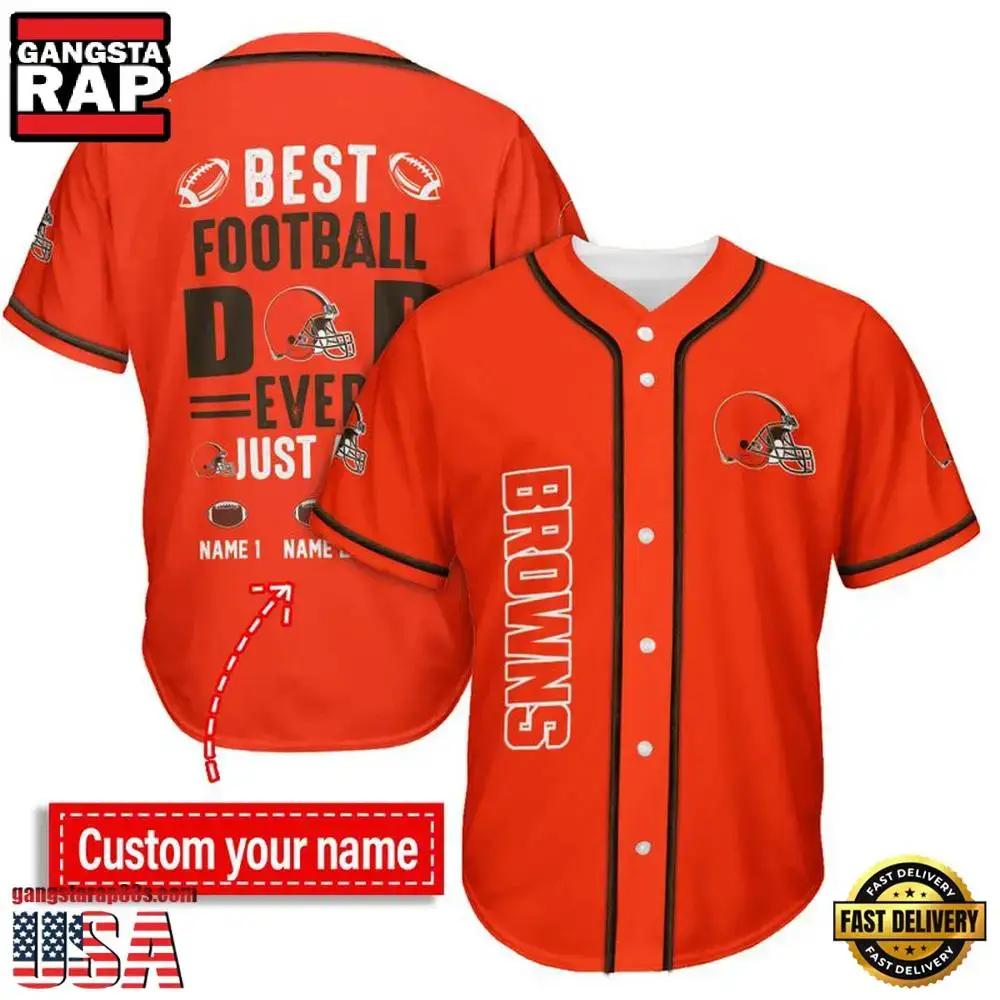 NFL Custom Name Cleveland Browns Best Dad Ever New Design Baseball Jersey Shirt Image