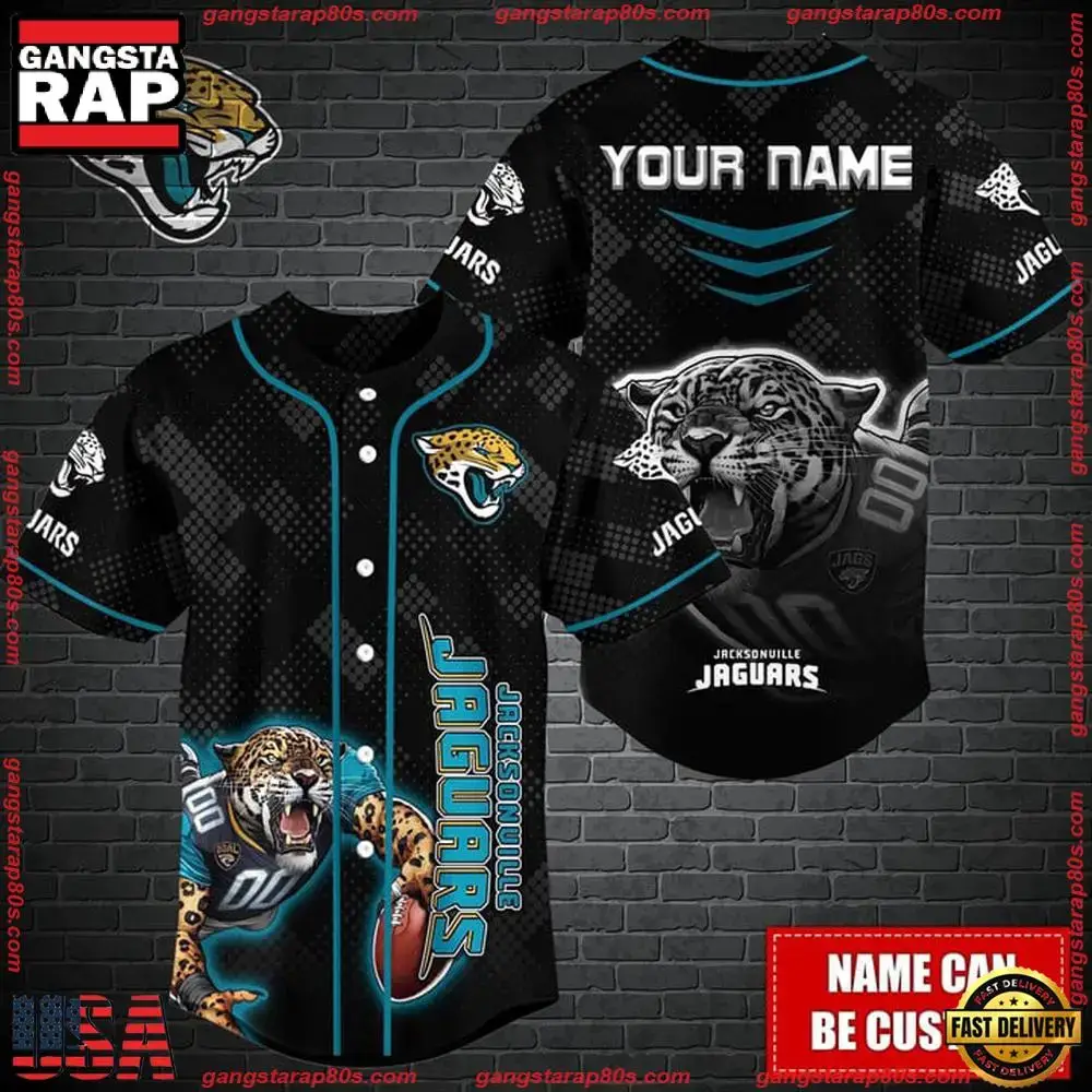 NFL Custom Name Jacksonville Jaguars Mascot Baseball Jersey Image