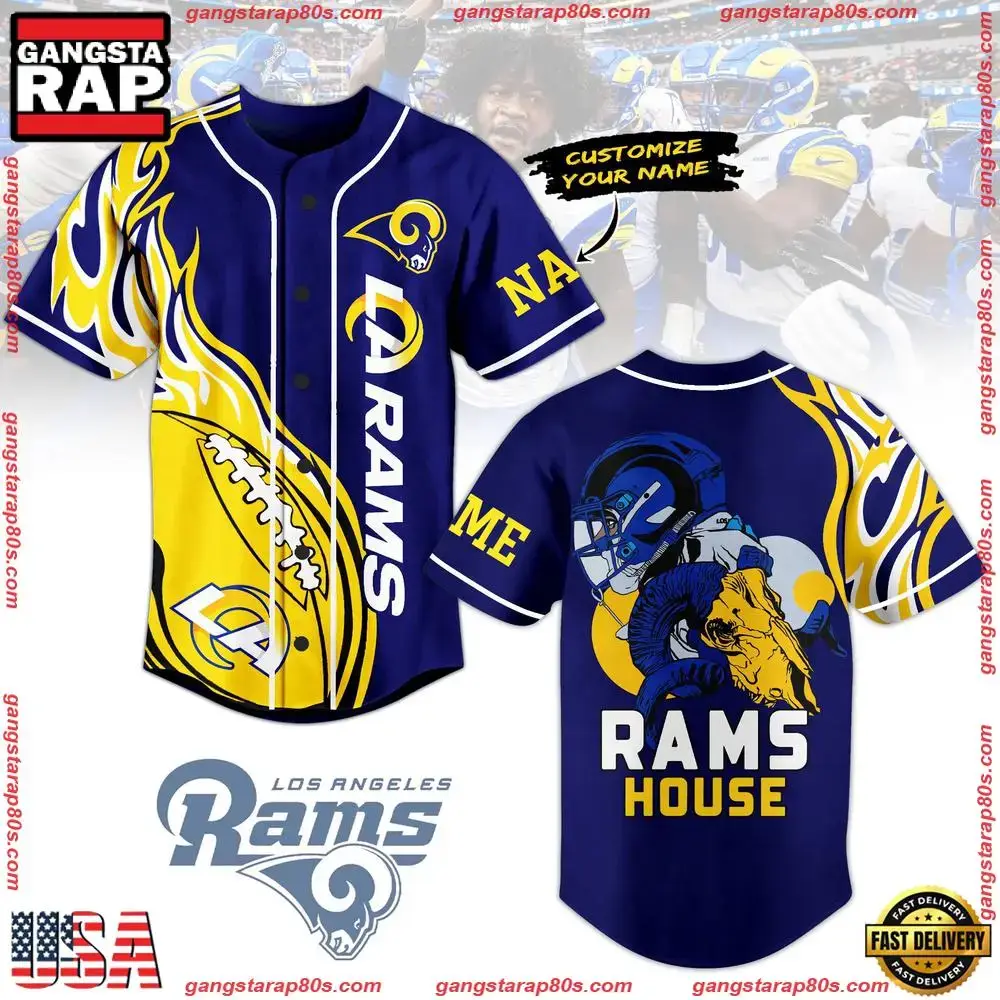 NFL Custom Name Los Angeles Rams House Custom Name Baseball Jersey Image