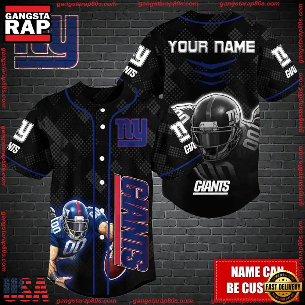 NFL Custom Name New York Giants Mascot Baseball Jersey Image