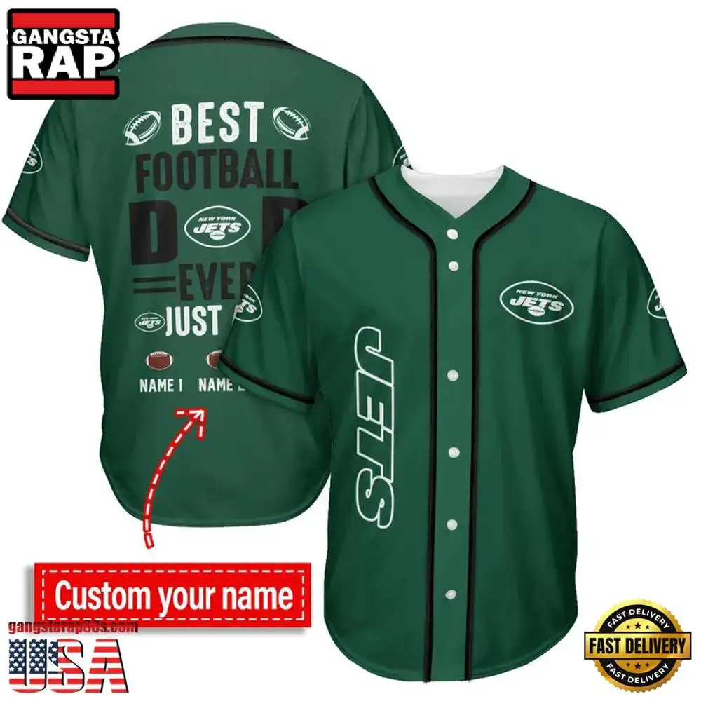 NFL Custom Name New York Jets Best Dad Ever New Design Baseball Jersey Shirt Image