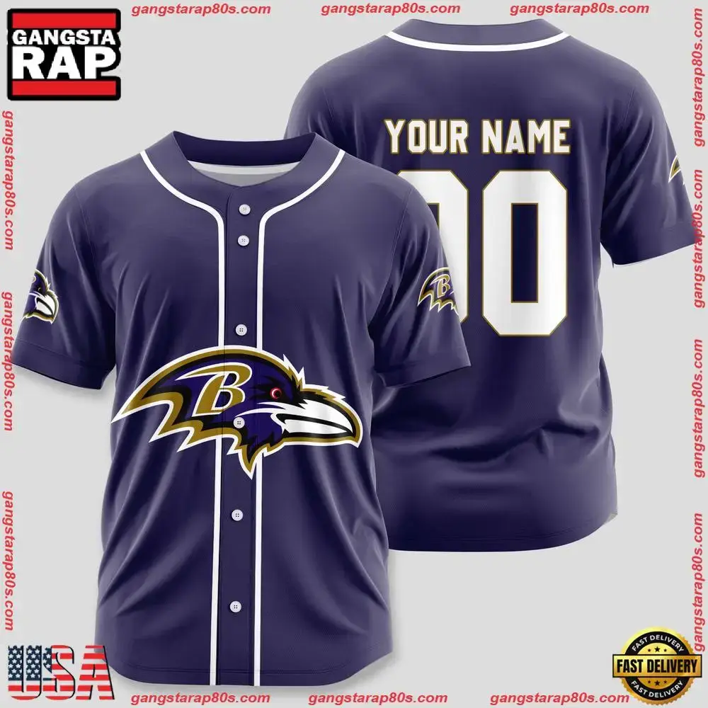 NFL Custom Name Number Baltimore Ravens Sport Baseball Jersey Shirt Image