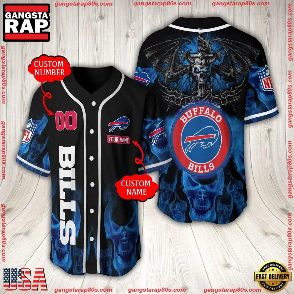 NFL Custom Name Number Buffalo Bills Baseball Jersey Image